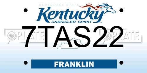 7TAS22 Kentucky License Plate