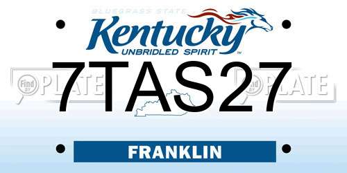 7TAS27 Kentucky License Plate