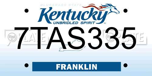7TAS335 Kentucky License Plate