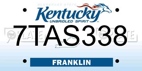 7TAS338 Kentucky License Plate