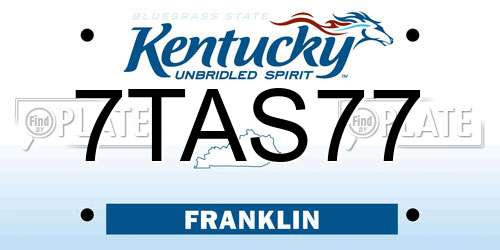 7TAS77 Kentucky License Plate