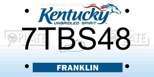 7TBS48 Kentucky License Plate