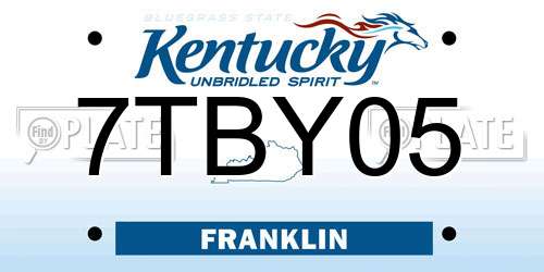 7TBY05 Kentucky License Plate
