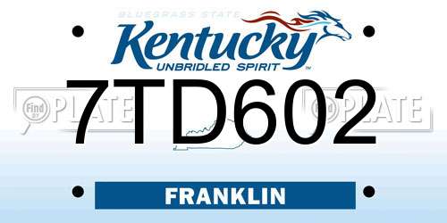 7TD602 Kentucky License Plate