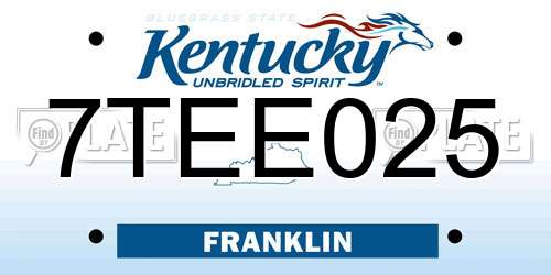 7TEE025 Kentucky License Plate