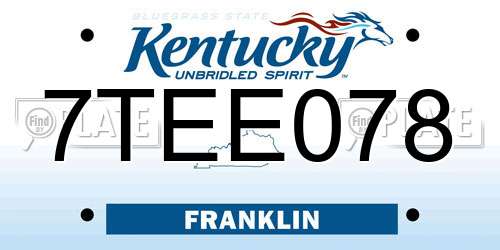 7TEE078 Kentucky License Plate