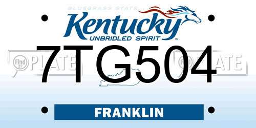 7TG504 Kentucky License Plate