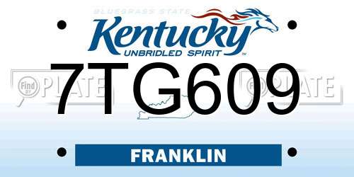 7TG609 Kentucky License Plate