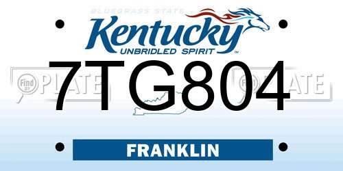 7TG804 Kentucky License Plate