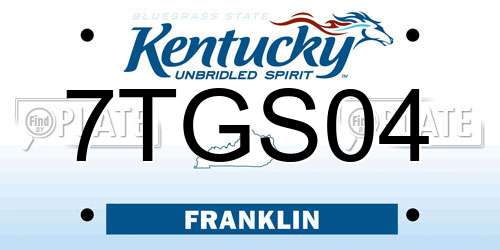 7TGS04 Kentucky License Plate