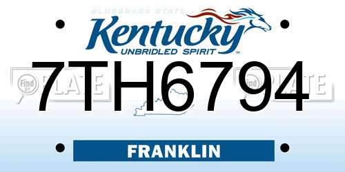 7TH6794 Kentucky License Plate