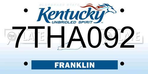 7THA092 Kentucky License Plate