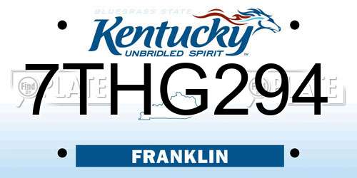 7THG294 Kentucky License Plate