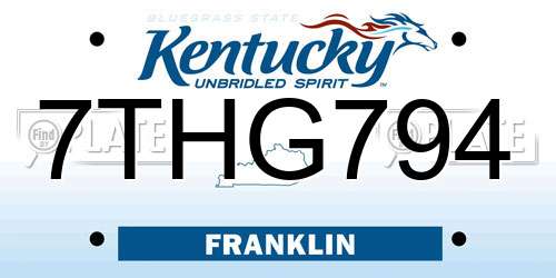 7THG794 Kentucky License Plate