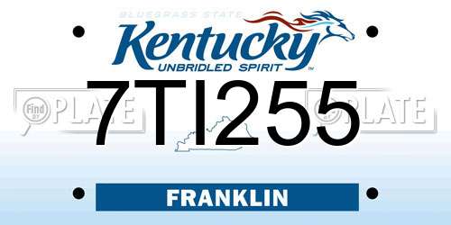 7TI255 Kentucky License Plate