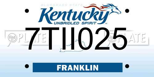 7TII025 Kentucky License Plate
