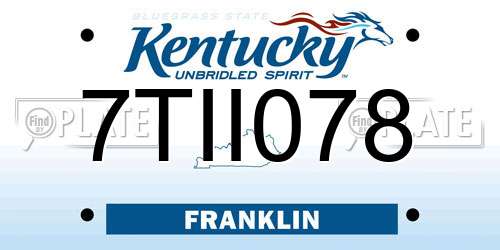 7TII078 Kentucky License Plate