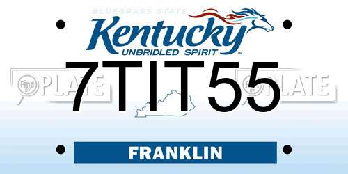 7TIT55 Kentucky License Plate