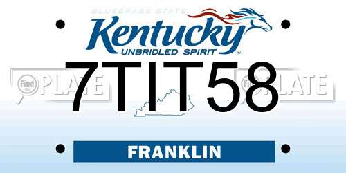 7TIT58 Kentucky License Plate
