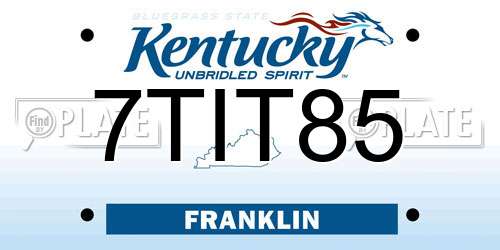 7TIT85 Kentucky License Plate