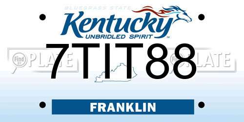 7TIT88 Kentucky License Plate