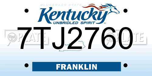 7TJ2760 Kentucky License Plate