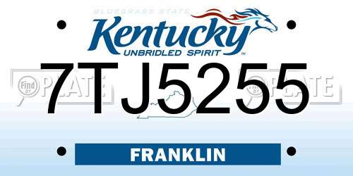 7TJ5255 Kentucky License Plate
