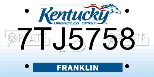 7TJ5758 Kentucky License Plate