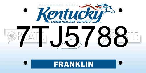 7TJ5788 Kentucky License Plate
