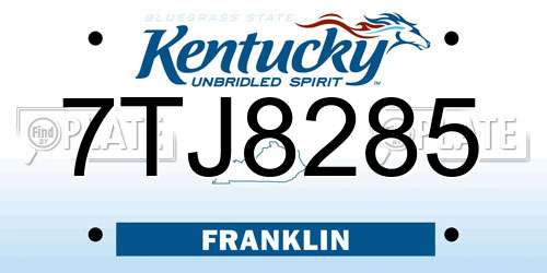 7TJ8285 Kentucky License Plate