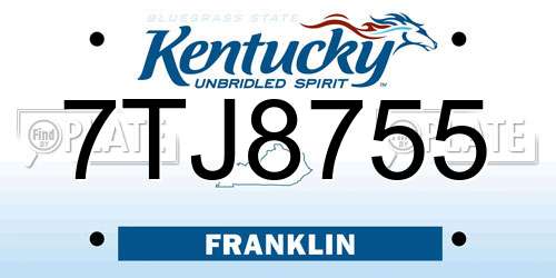 7TJ8755 Kentucky License Plate