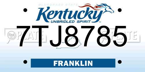 7TJ8785 Kentucky License Plate