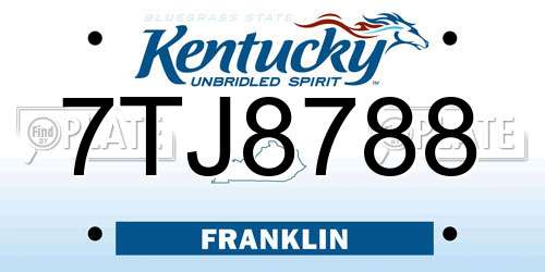 7TJ8788 Kentucky License Plate