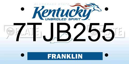 7TJB255 Kentucky License Plate