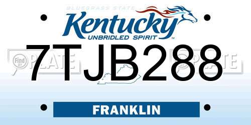 7TJB288 Kentucky License Plate