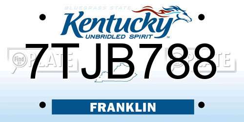 7TJB788 Kentucky License Plate