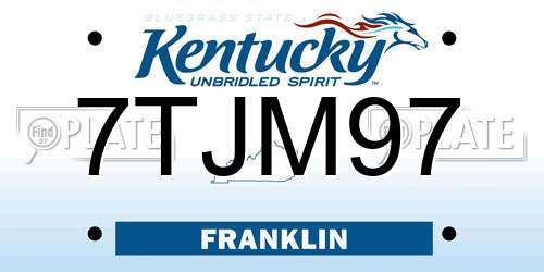 7TJM97 Kentucky License Plate