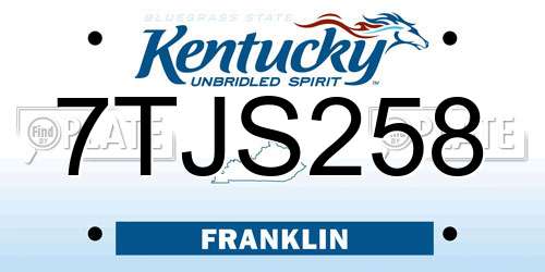 7TJS258 Kentucky License Plate