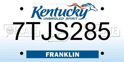 7TJS285 Kentucky License Plate