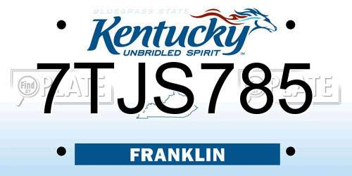 7TJS785 Kentucky License Plate