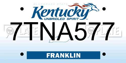 7TNA577 Kentucky License Plate