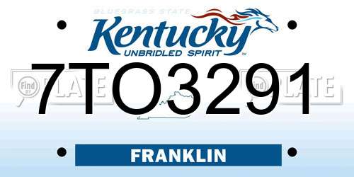 7TO3291 Kentucky License Plate