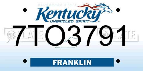 7TO3791 Kentucky License Plate