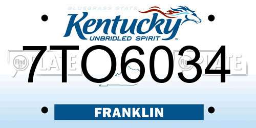 7TO6034 Kentucky License Plate