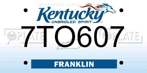 7TO607 Kentucky License Plate