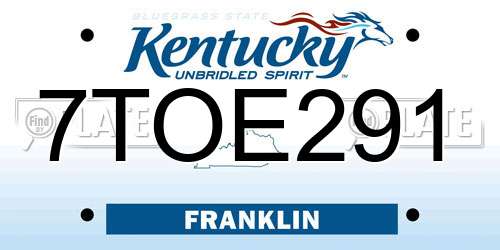 7TOE291 Kentucky License Plate