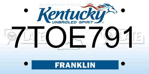 7TOE791 Kentucky License Plate