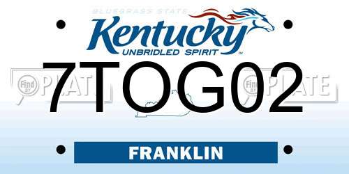 7TOG02 Kentucky License Plate