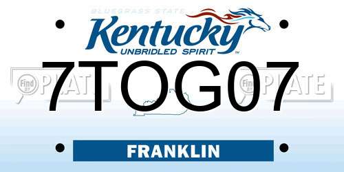 7TOG07 Kentucky License Plate