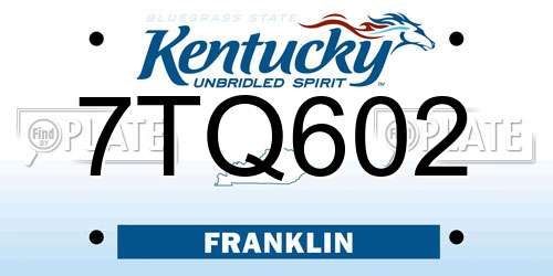 7TQ602 Kentucky License Plate